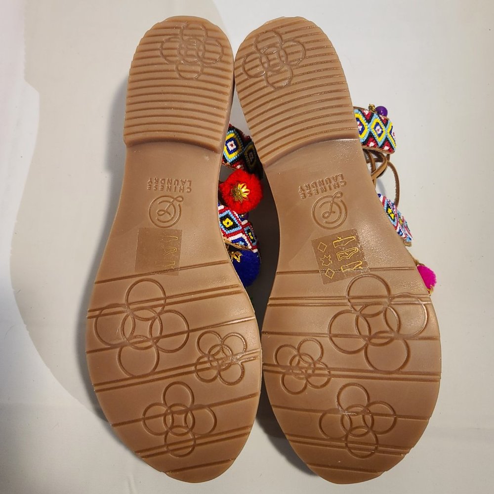 Chinese Laundry Leg-Tie Pom Pom Sandals - New - Picture 6 of 8